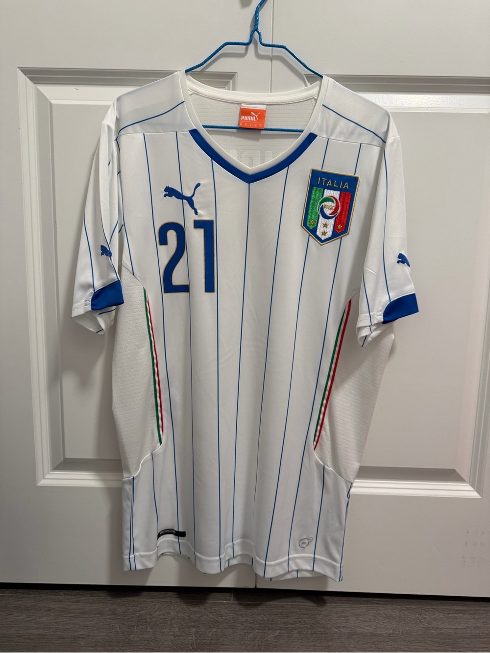 Puma Italy White & Blue #21 PIRLO Soccer Jersey 2014 world cup